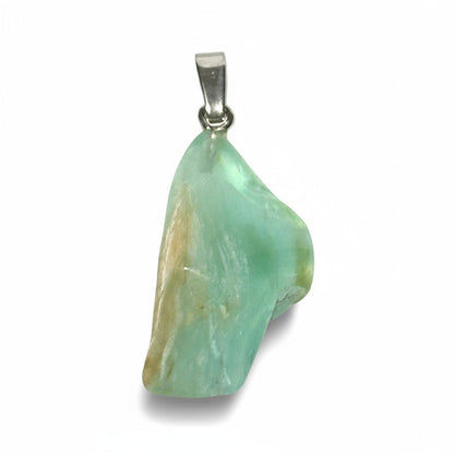 Pendentif opale bleue des Andes pierre roulée boucle argent 925 - La Boite à Cailloux