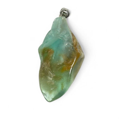 Pendentif opale bleue des Andes pierre roulée boucle argent 925 - La Boite à Cailloux