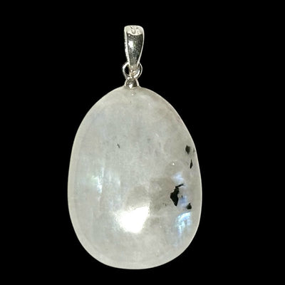 Pendentif pierre de lune arc en ciel (péristérite) Inde A boucle argent 925