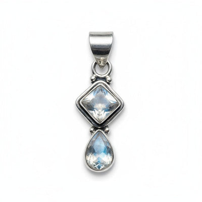 Pendentif pierre de lune arc en ciel (péristérite) Inde AA argent 925