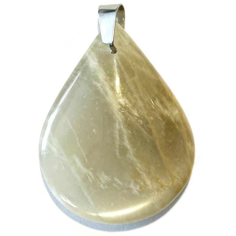 Pendentif pierre de lune beige Inde AA goutte 35 - 45mm - La Boite à Cailloux
