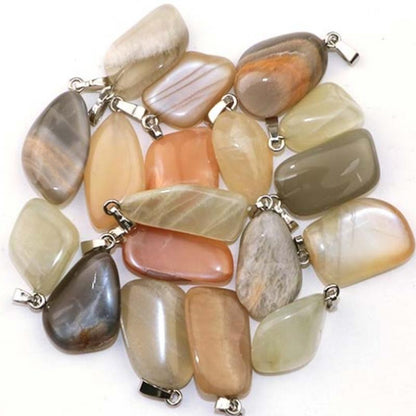 Pendentif pierre de lune Inde A pierre roulée boucle argent 925 - La Boite à Cailloux