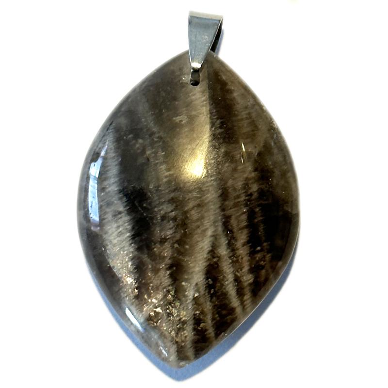 Pendentif pierre de lune noire Inde AA forme libre 35 - 45mm - La Boite à Cailloux
