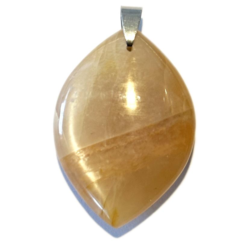 Pendentif pierre de lune orangée Inde AA forme libre 35 - 45mm - La Boite à Cailloux
