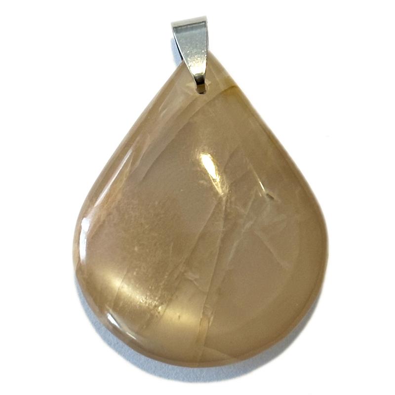 Pendentif pierre de lune orangée Inde AA goutte 35 - 45mm - La Boite à Cailloux