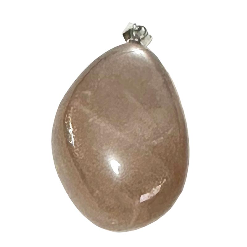Pendentif pierre de lune rose orangée Inde A+ (pierre roulée) - La Boite à Cailloux