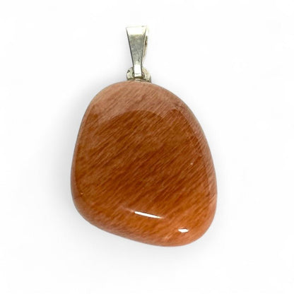 Pendentif pierre de lune rose orangée Inde A pierre roulée boucle argent 925 - La Boite à Cailloux