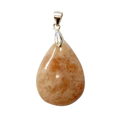 Colgante de piedra solar en forma de gota de plata 925.