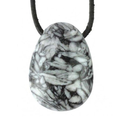 Pendentif pinolite Autriche A (pierre trouée) + cordon - La Boite à Cailloux