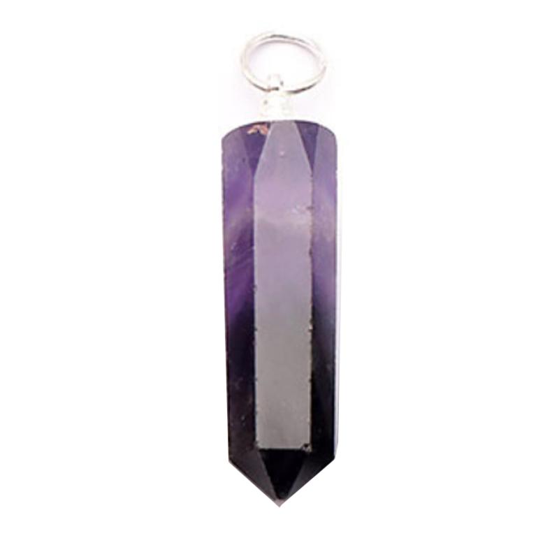 Pendentif pointe améthyste Brésil A acier inoxydable - La Boite à Cailloux
