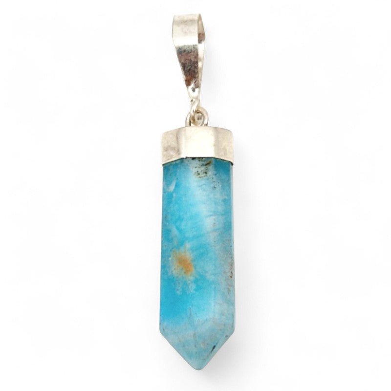 Pendentif pointe aragonite bleue Afghanistan A+ argent 925 - La Boite à Cailloux