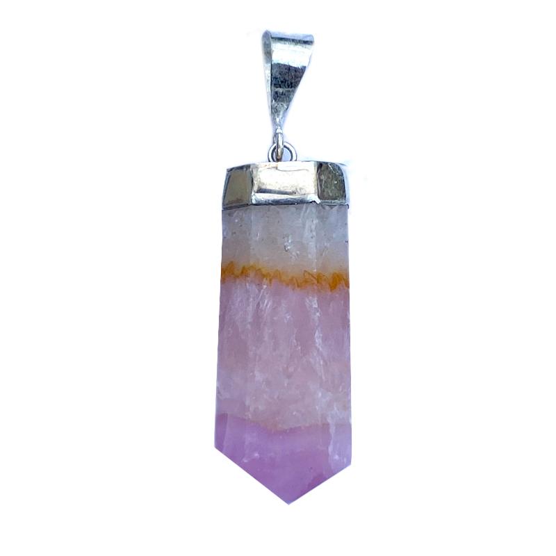 Pendentif pointe aragonite rose Brésil A+ argent 925 - La Boite à Cailloux
