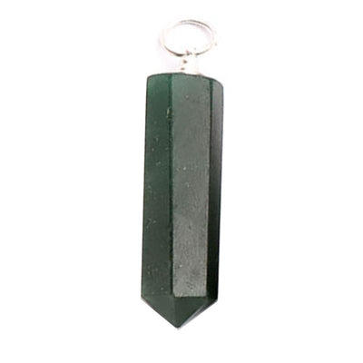 Green aventurine point pendant Brazil A stainless steel