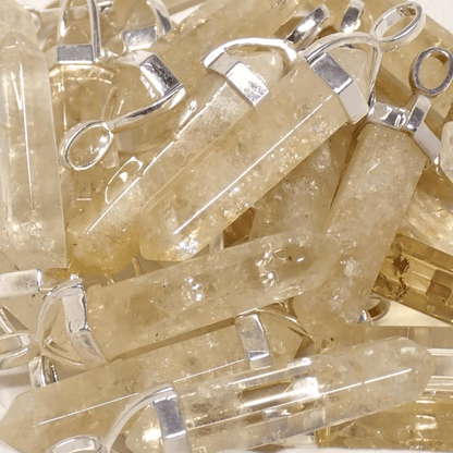Pendentif pointe biterminée citrine naturelle Congo A - La Boite à Cailloux