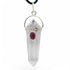 Pendentif pointe biterminée cristal de roche et grenat A - La Boite à Cailloux