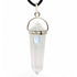 Pendentif pointe biterminée cristal de roche et pierre de lune arc en ciel A - La Boite à Cailloux