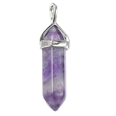 Pendentif pointe biterminée fluorine violette Chine A