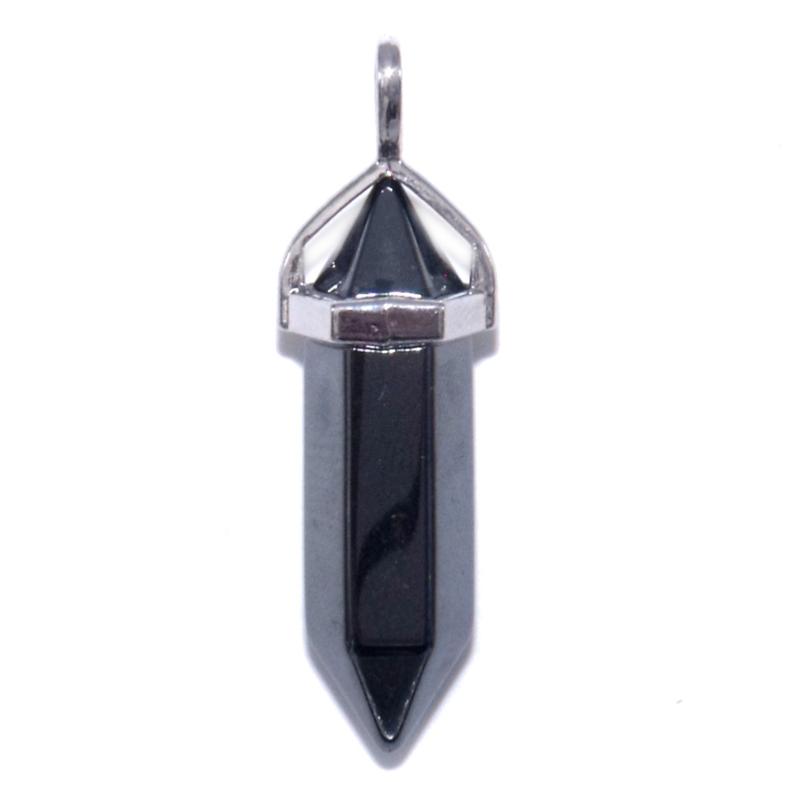Pendentif pointe biterminée hématite Brésil A - La Boite à Cailloux