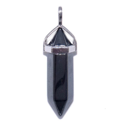 Pendentif pointe biterminée hématite Brésil A