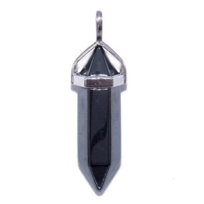 Pendentif pointe biterminée hématite Brésil A - La Boite à Cailloux