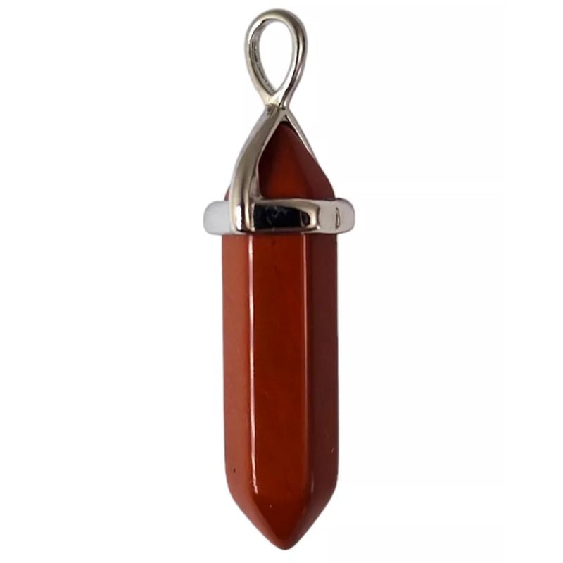 Pendentif pointe biterminée jaspe rouge Afrique du Sud A - La Boite à Cailloux