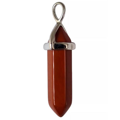 Pendentif pointe biterminée jaspe rouge Afrique du Sud A - La Boite à Cailloux