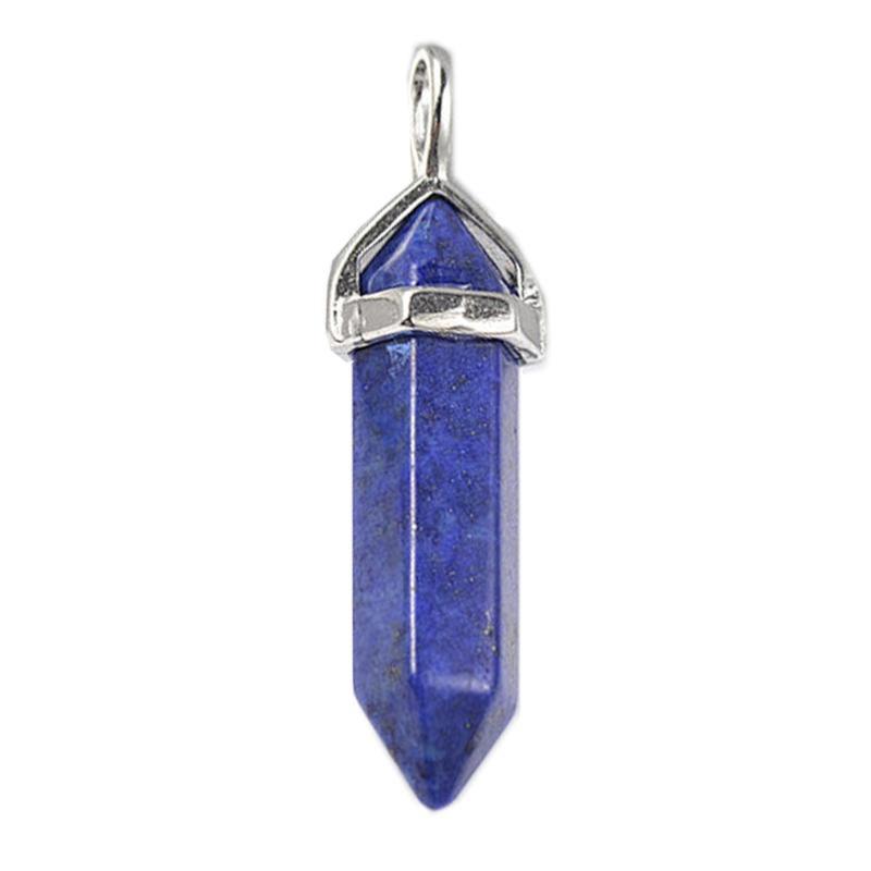 Pendentif pointe biterminée lapis lazuli Afghanistan A acier inoxydable - La Boite à Cailloux