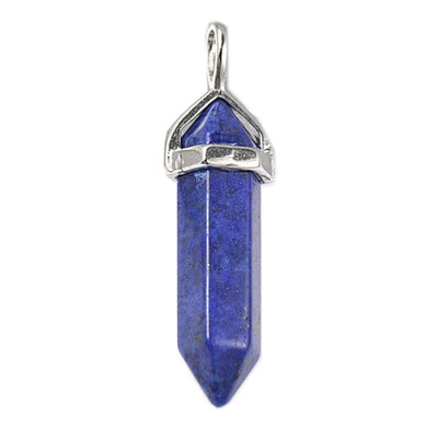 Pendentif pointe biterminée lapis lazuli Afghanistan A acier inoxydable