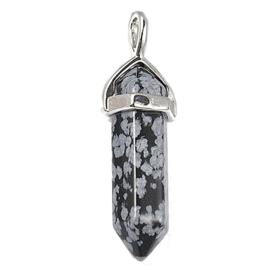 Colgante de obsidiana nevada mexicana con punta doble terminada A