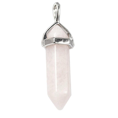 Pendentif pointe biterminée quartz rose Brésil A