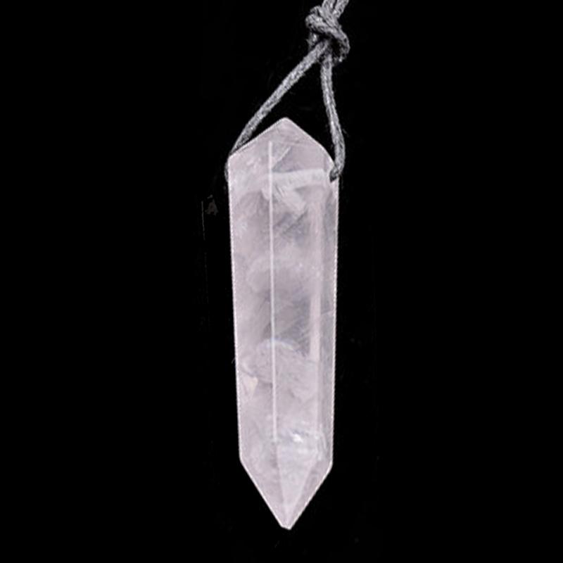 Pendentif pointe biterminée quartz rose Brésil A + cordon (pierre trouée) - La Boite à Cailloux