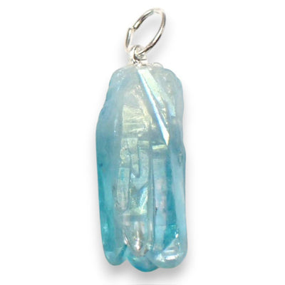 Pendentif pointe cristal aqua aura 30-45mm (pierre brute)