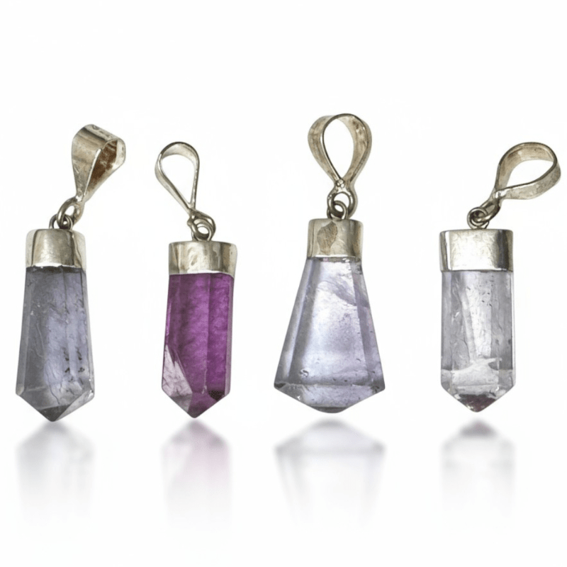 Pendentif pointe fluorine violette Chine AA argent 925 - La Boite à Cailloux