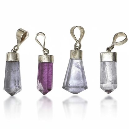 Pendentif pointe fluorine violette Chine AA argent 925 - La Boite à Cailloux