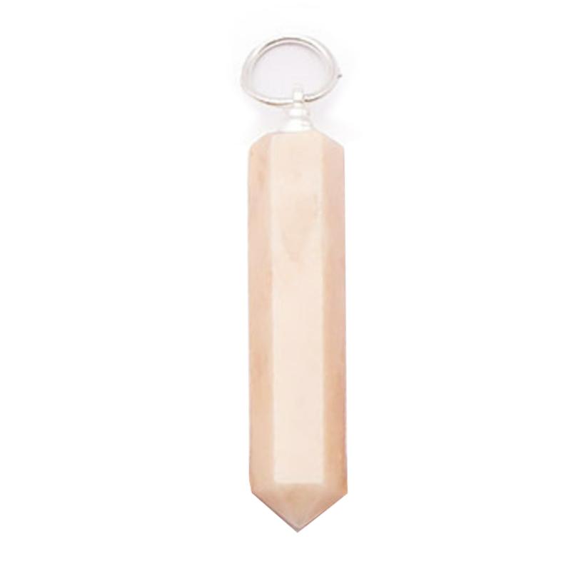 Pendentif pointe pierre de lune rose Inde A acier inoxydable - La Boite à Cailloux