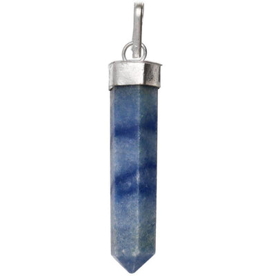 Pendentif pointe quartz bleu ou aventurine bleue Brésil A plaqué argent