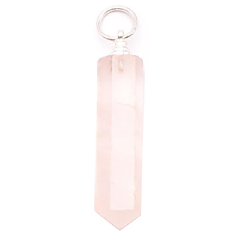 Pendentif pointe quartz rose Brésil A 30-35mm - La Boite à Cailloux