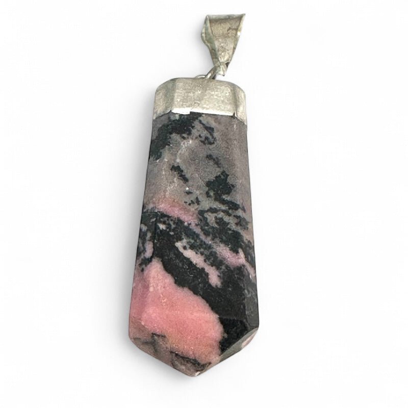 Pendentif pointe Rhodonite Madagascar A argent 925 - La Boite à Cailloux