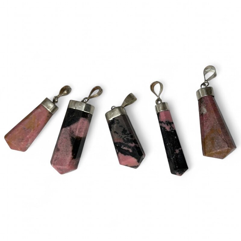 Pendentif pointe Rhodonite Madagascar A argent 925 - La Boite à Cailloux