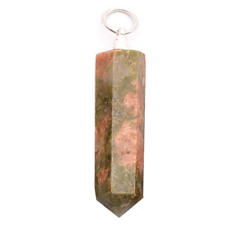 Pendentif pointe unakite Afrique du Sud A acier inoxydable - La Boite à Cailloux