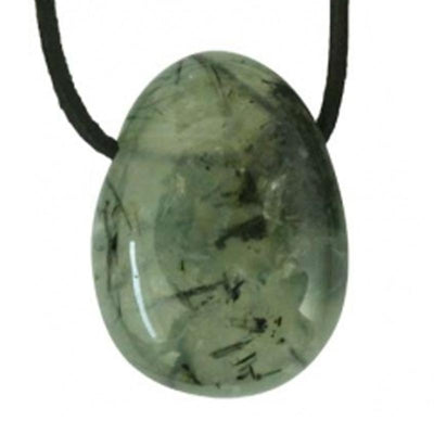 Pendentif préhnite Mali A (pierre trouée) + cordon