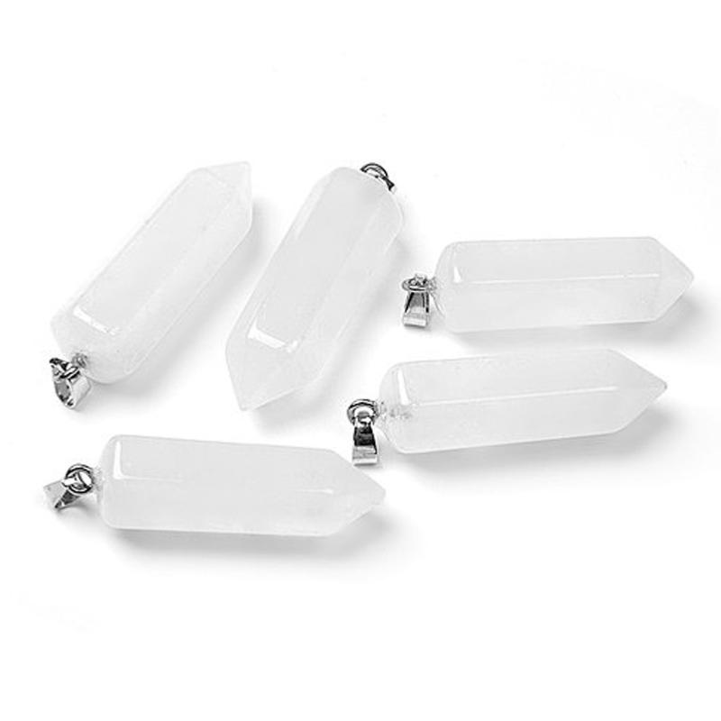 Pendentif prisme cristal de roche Brésil Aacier inoxydable - La Boite à Cailloux