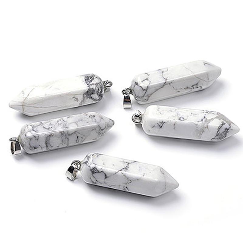 Pendentif prisme howlite Zimbabwe A acier inoxydable - La Boite à Cailloux