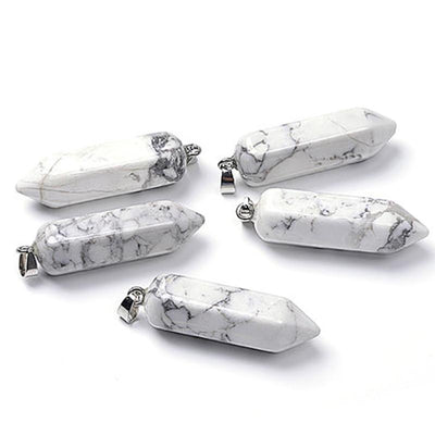 Pendentif prisme howlite Zimbabwe A acier inoxydable