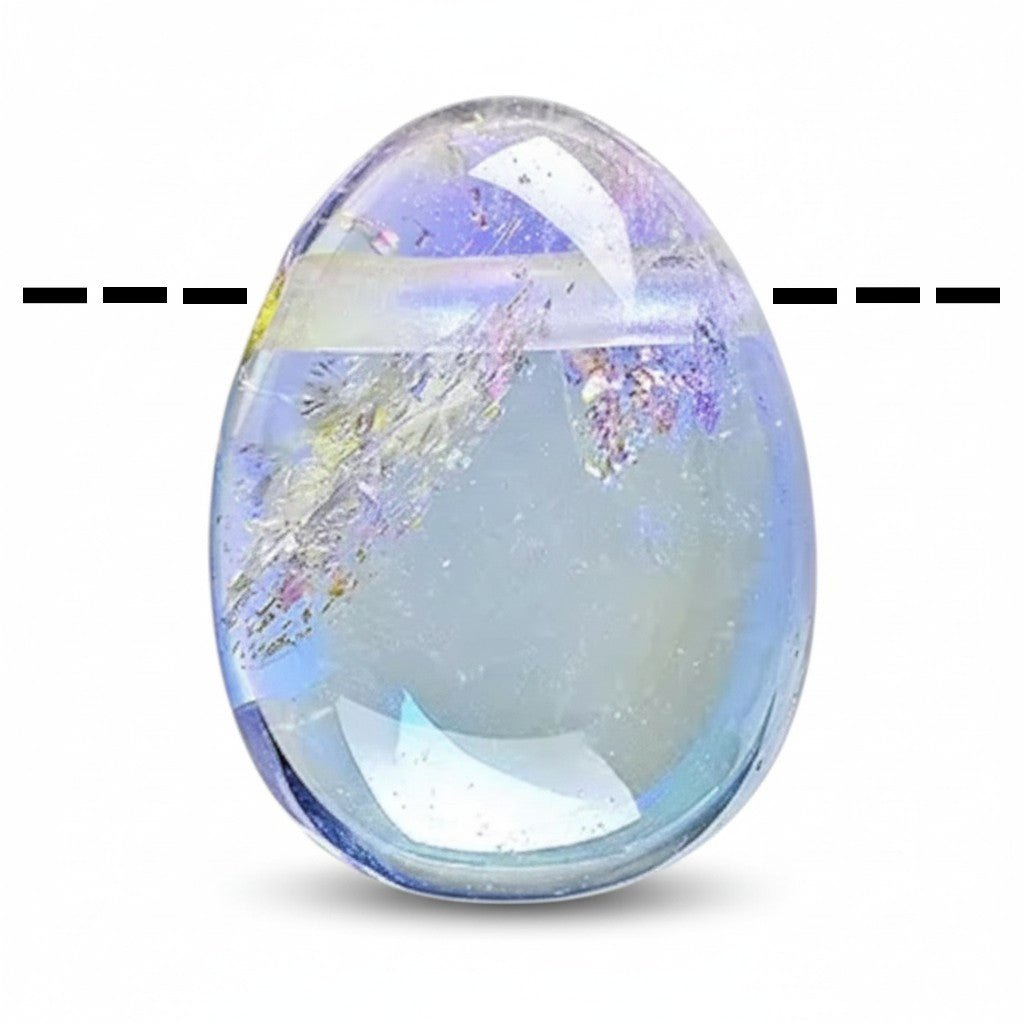 Pendentif quartz angel aura arc en ciel Brésil AA (pierre trouée) + cordon - La Boite à Cailloux