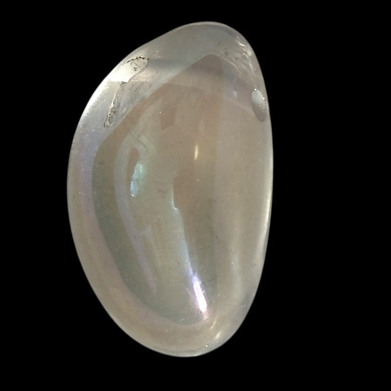 Pendentif quartz angel aura Brésil A (pierre trouée) + cordon - La Boite à Cailloux
