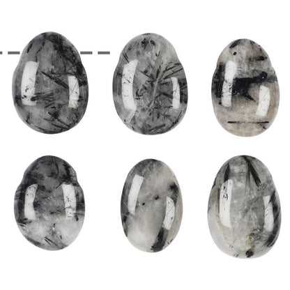 Pendentif quartz avec inclusions de tourmaline Brésil A (pierre trouée) + cordon - La Boite à Cailloux