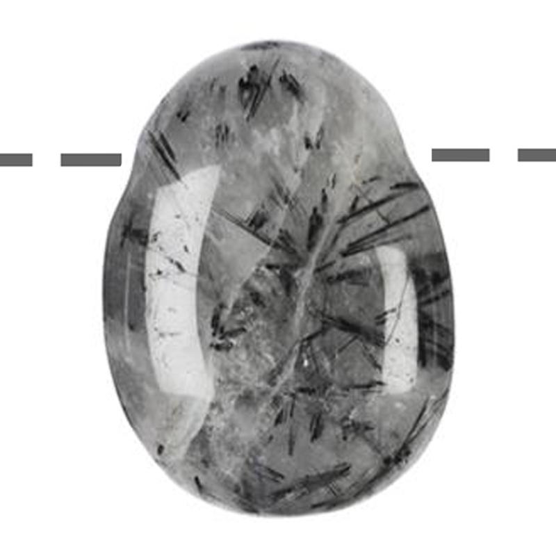 Pendentif quartz avec inclusions de tourmaline Brésil A (pierre trouée) + cordon - La Boite à Cailloux