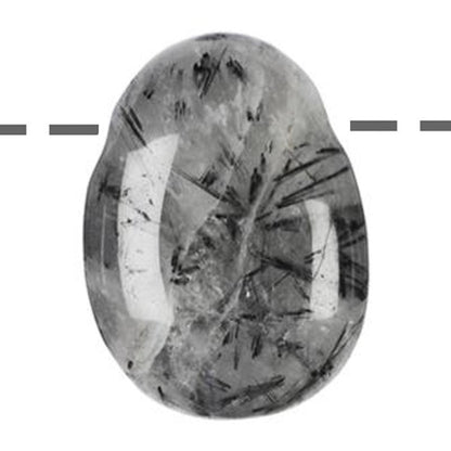 Pendentif quartz avec inclusions de tourmaline Brésil A (pierre trouée) + cordon - La Boite à Cailloux
