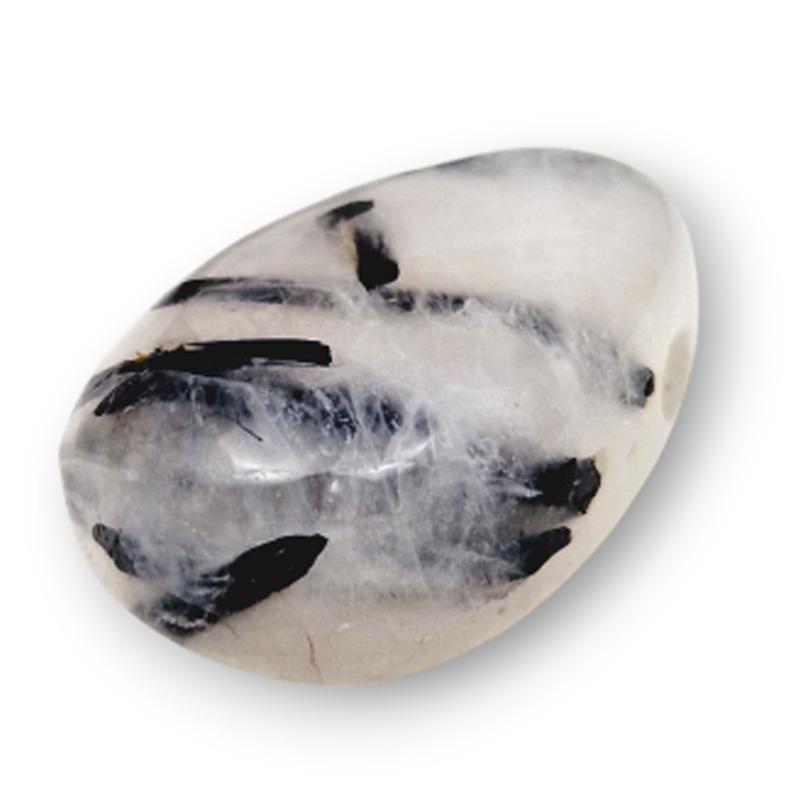 Pendentif quartz avec inclusions de tourmaline Brésil A (pierre trouée) + cordon - La Boite à Cailloux